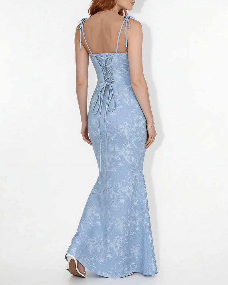 Vyla™ Lace Mermaid Tie-Strap Backless Maxi Dress