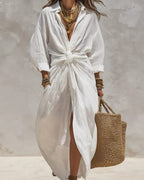 Vyla™ Collar Single-Breasted Pocket Cardigan Casual Dress
