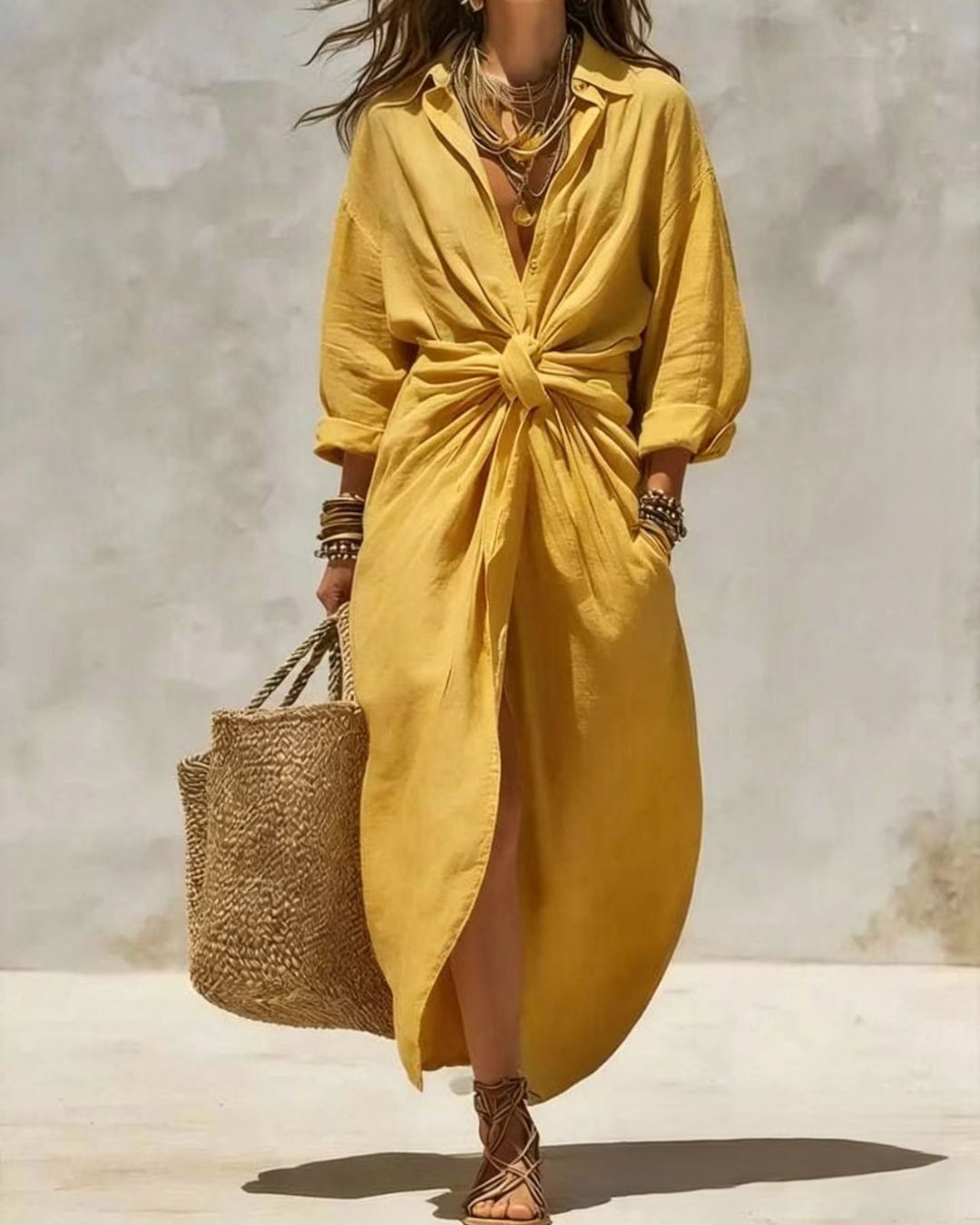 Vyla™ Collar Single-Breasted Pocket Cardigan Casual Dress