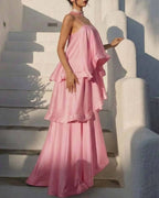 Vyla™ Elegant Three-layer Ruffle Sling Maxi Dress