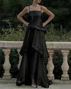 Vyla™ Elegant Three-layer Ruffle Sling Maxi Dress