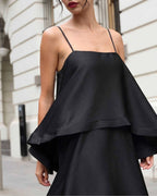 Vyla™ Elegant Three-layer Ruffle Sling Maxi Dress