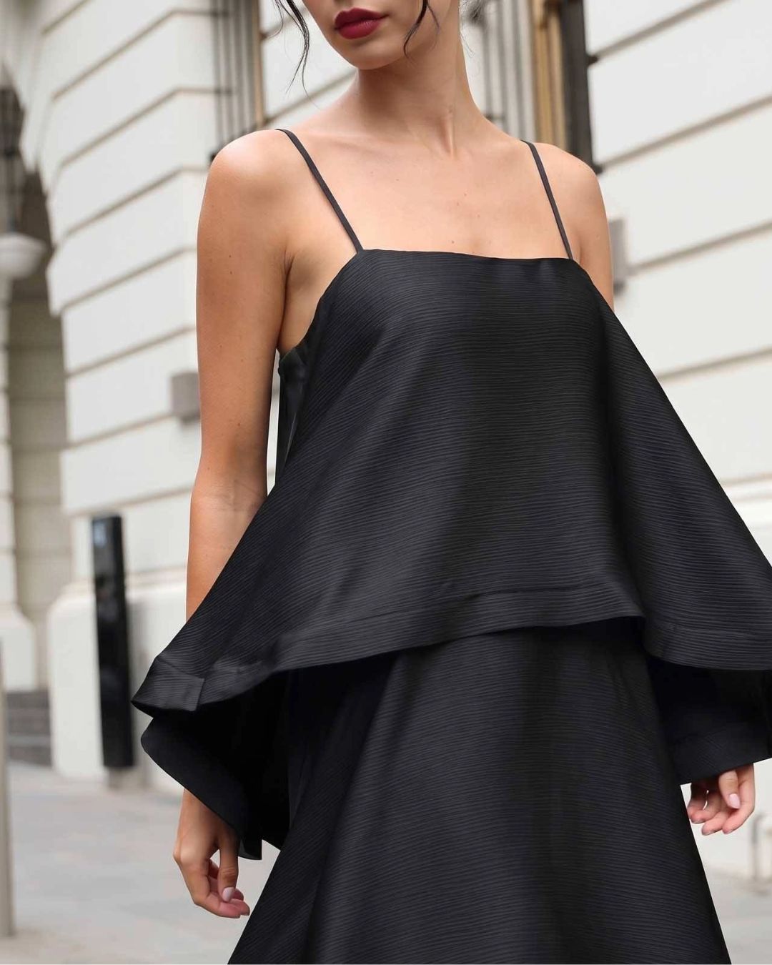 Vyla™ Elegant Three-layer Ruffle Sling Maxi Dress