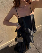 Vyla™ Elegant Three-layer Ruffle Sling Maxi Dress