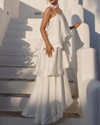 Vyla™ Elegant Three-layer Ruffle Sling Maxi Dress
