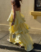 Vyla™ Elegant Three-layer Ruffle Sling Maxi Dress