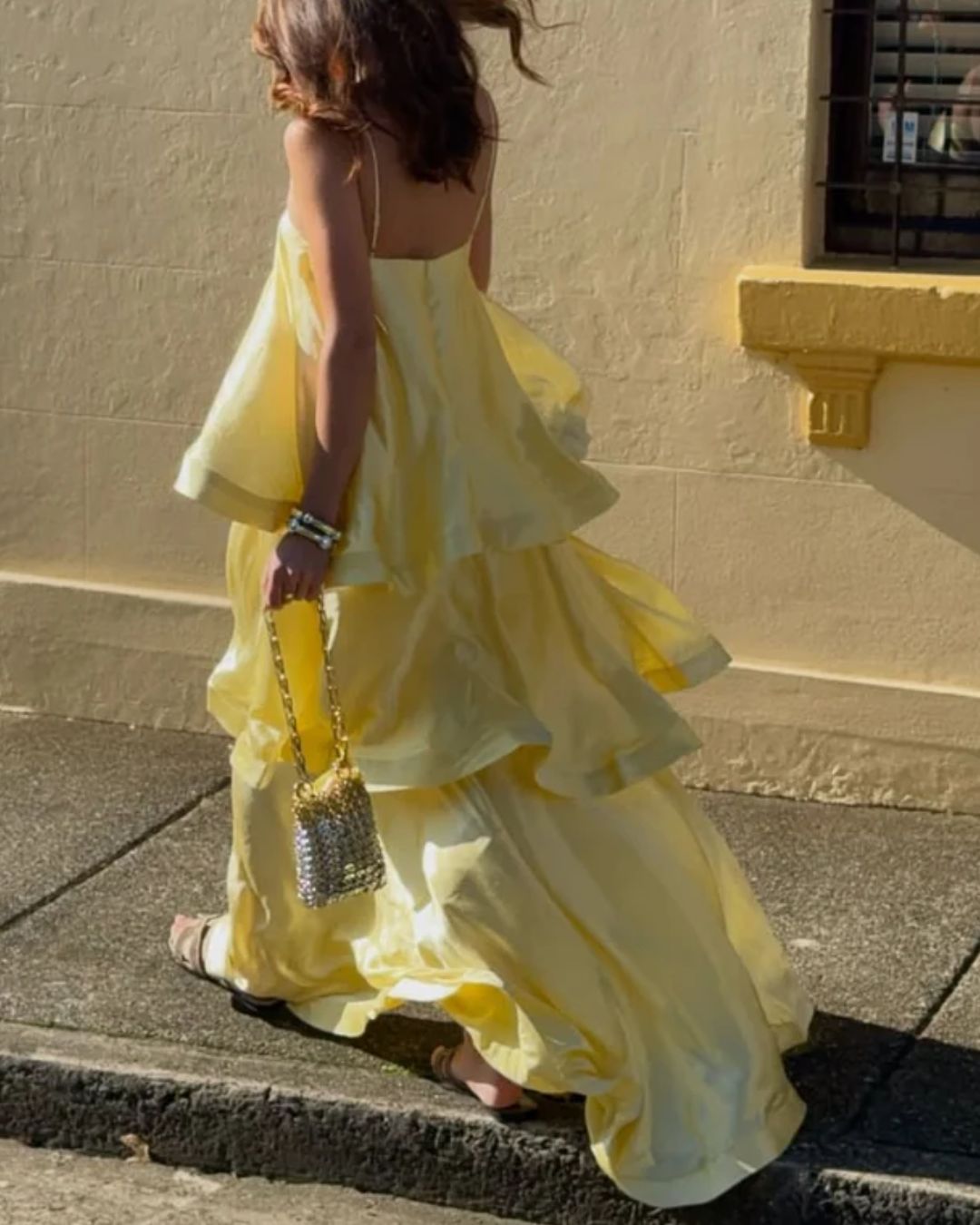 Vyla™ Elegant Three-layer Ruffle Sling Maxi Dress