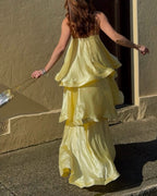 Vyla™ Elegant Three-layer Ruffle Sling Maxi Dress