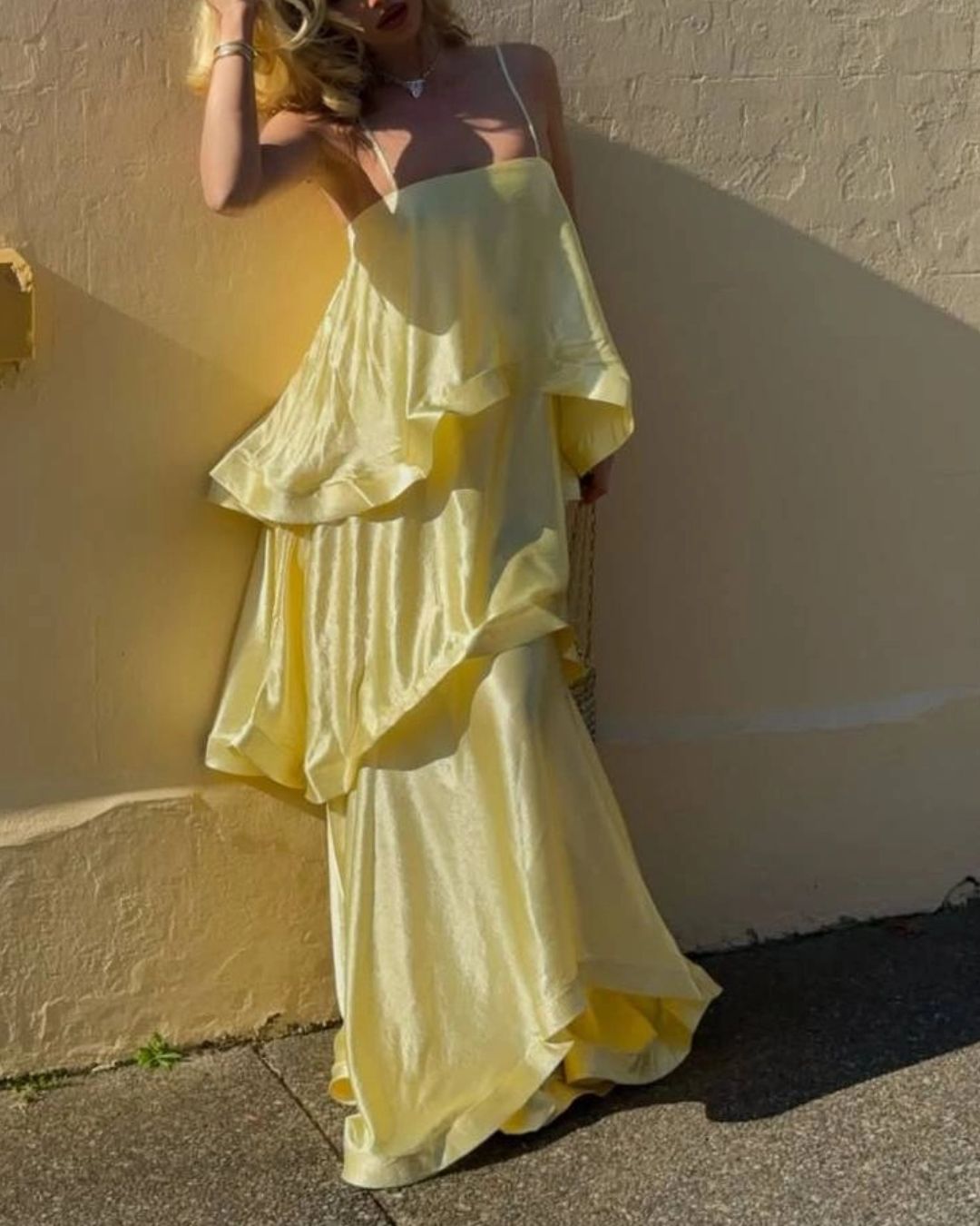Vyla™ Elegant Three-layer Ruffle Sling Maxi Dress