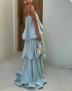 Vyla™ Elegant Three-layer Ruffle Sling Maxi Dress