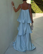 Vyla™ Elegant Three-layer Ruffle Sling Maxi Dress