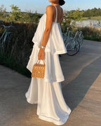 Vyla™ Elegant Three-layer Ruffle Sling Maxi Dress