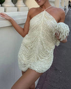 Vyla™ Tassel Halterneck Mini Dress
