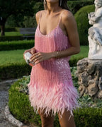 Vyla™ Candyfloss Feather Dream Mini Dress