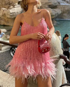 Vyla™ Candyfloss Feather Dream Mini Dress