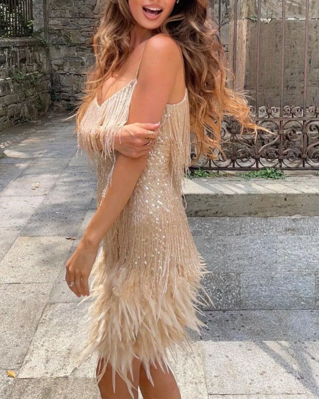 Vyla™ Candyfloss Feather Dream Mini Dress