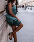 Vyla™ Candyfloss Feather Dream Mini Dress