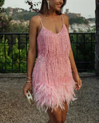 Vyla™ Candyfloss Feather Dream Mini Dress