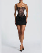Vyla™ Rose Lace Corset Mini Dress