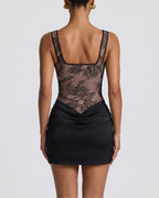 Vyla™ Rose Lace Corset Mini Dress