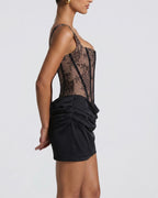 Vyla™ Rose Lace Corset Mini Dress