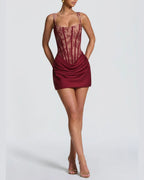 Vyla™ Rose Lace Corset Mini Dress