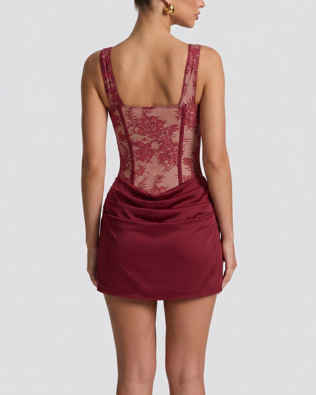 Vyla™ Rose Lace Corset Mini Dress