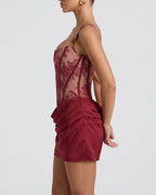 Vyla™ Rose Lace Corset Mini Dress