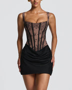 Vyla™ Rose Lace Corset Mini Dress