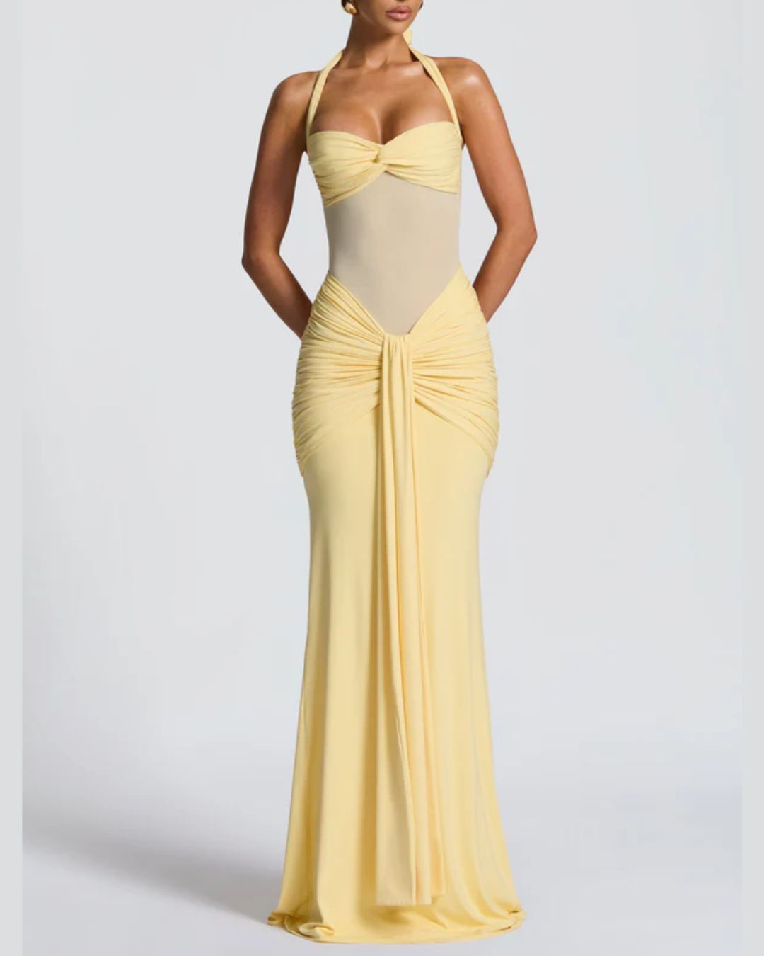 Vyla™ Halter Mesh Mermaid Maxi Dress