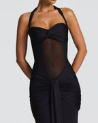 Vyla™ Halter Mesh Mermaid Maxi Dress