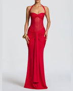 Vyla™ Halter Mesh Mermaid Maxi Dress