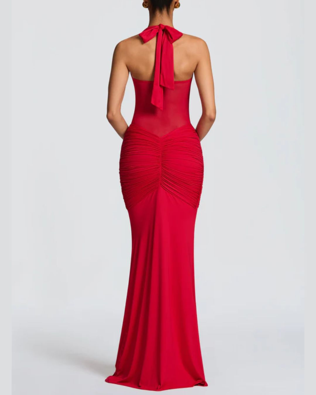 Vyla™ Halter Mesh Mermaid Maxi Dress
