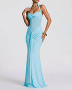 Vyla™ Halter Mesh Mermaid Maxi Dress