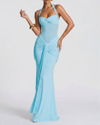 Vyla™ Halter Mesh Mermaid Maxi Dress