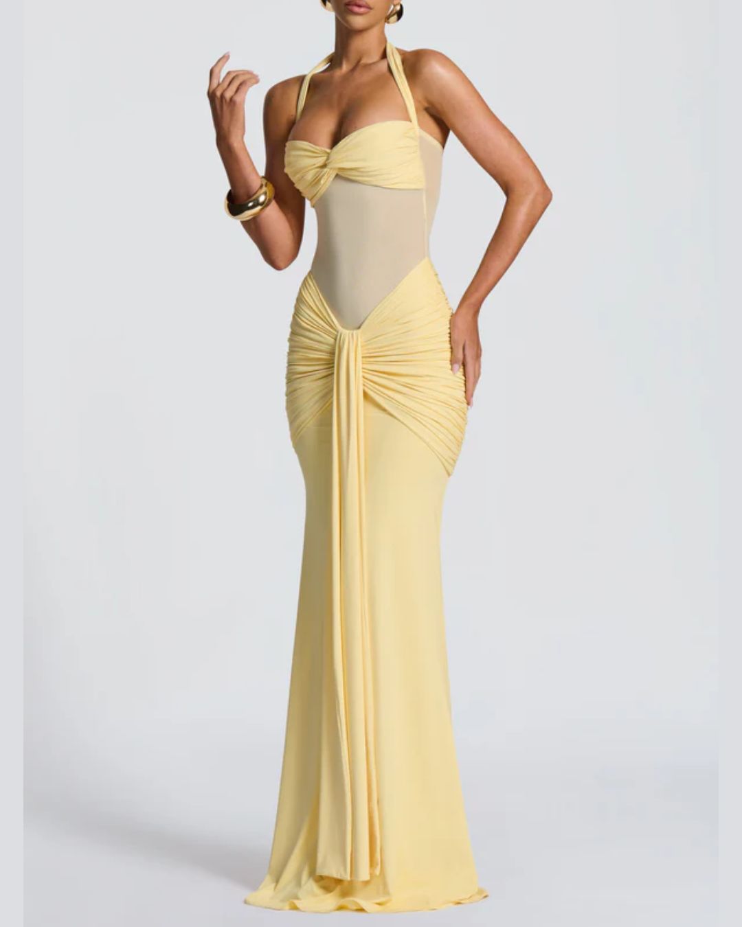 Vyla™ Halter Mesh Mermaid Maxi Dress