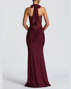 Vyla™ Halter Mesh Mermaid Maxi Dress