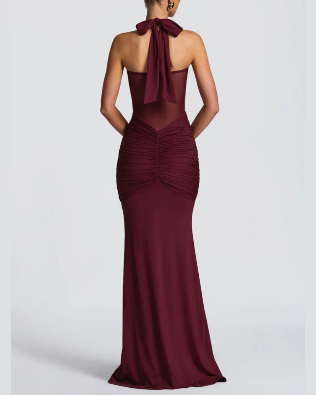 Vyla™ Halter Mesh Mermaid Maxi Dress