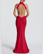 Vyla™ High Neck Halter Backless Maxi Dress