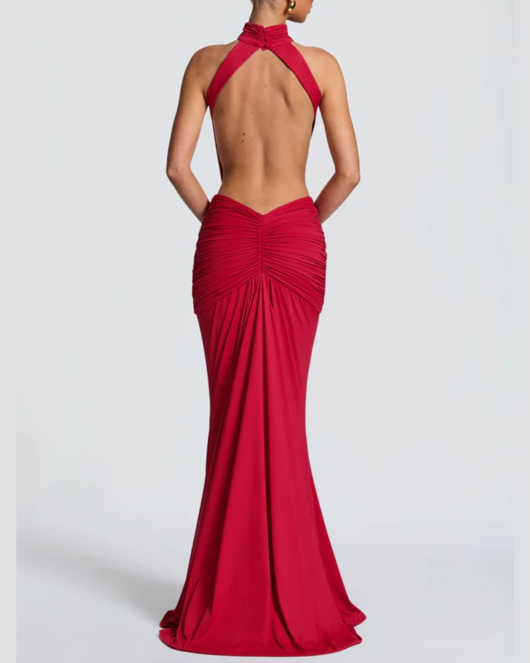 Vyla™ High Neck Halter Backless Maxi Dress