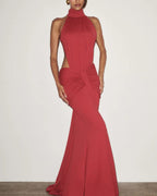 Vyla™ High Neck Halter Backless Maxi Dress