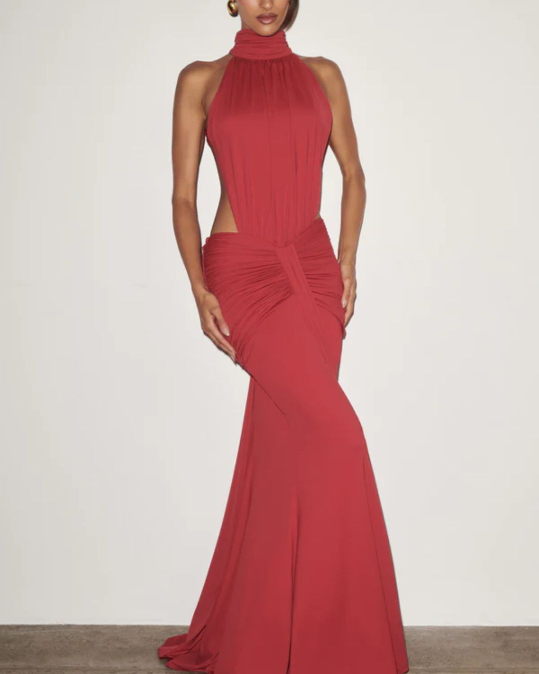 Vyla™ High Neck Halter Backless Maxi Dress