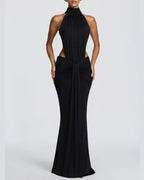 Vyla™ High Neck Halter Backless Maxi Dress