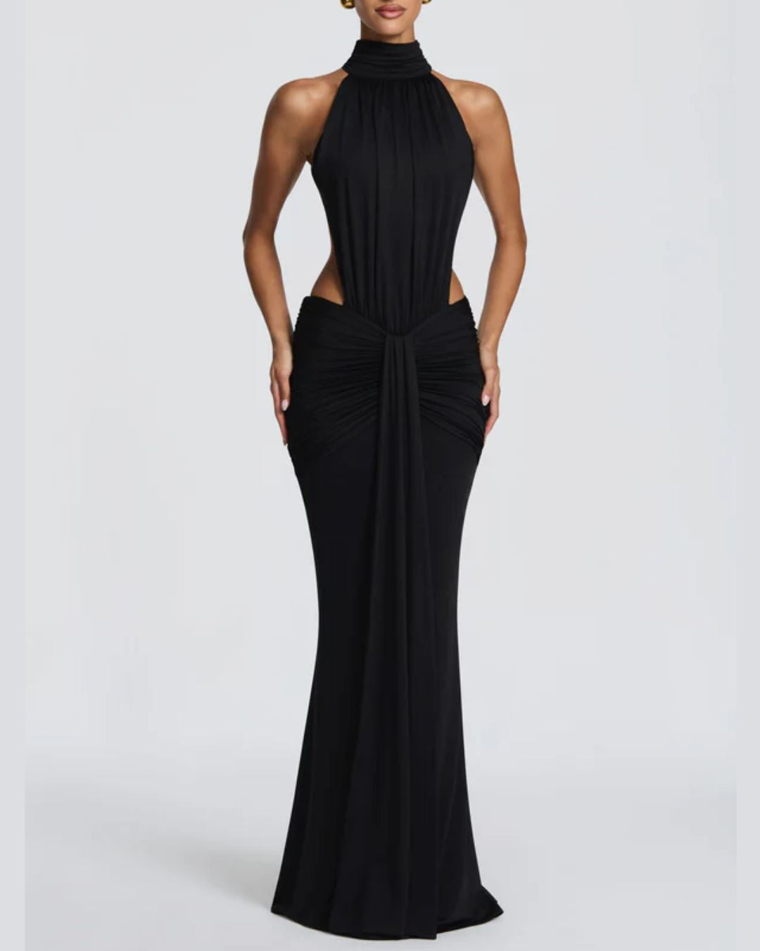 Vyla™ High Neck Halter Backless Maxi Dress