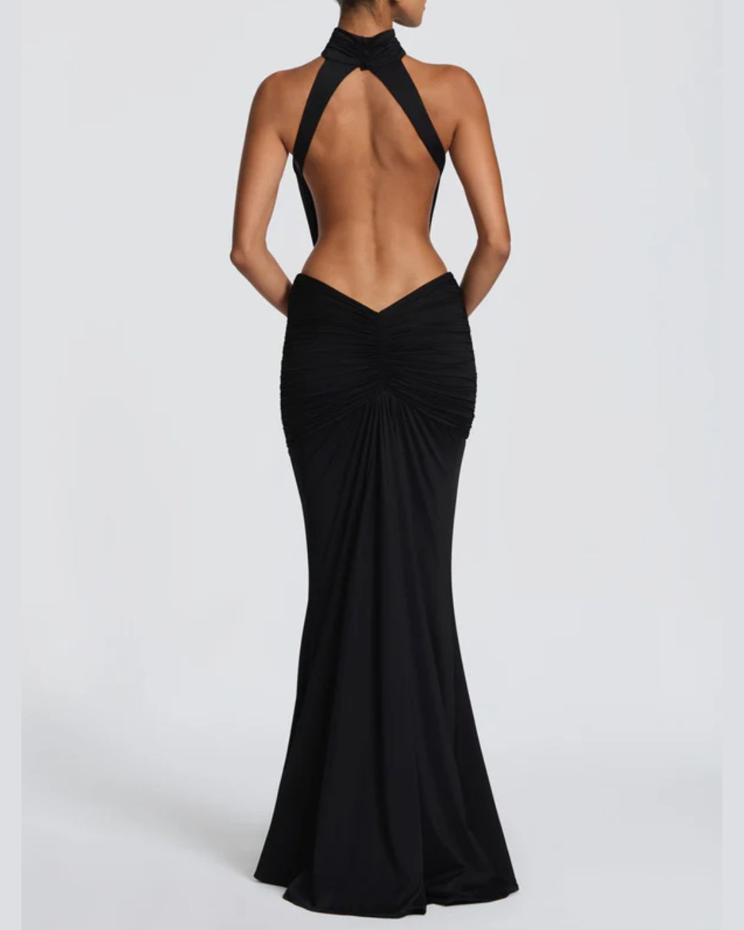 Vyla™ High Neck Halter Backless Maxi Dress