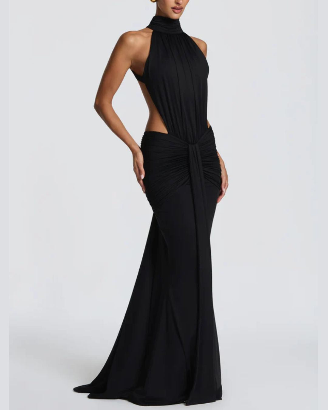 Vyla™ High Neck Halter Backless Maxi Dress
