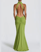 Vyla™ High Neck Halter Backless Maxi Dress