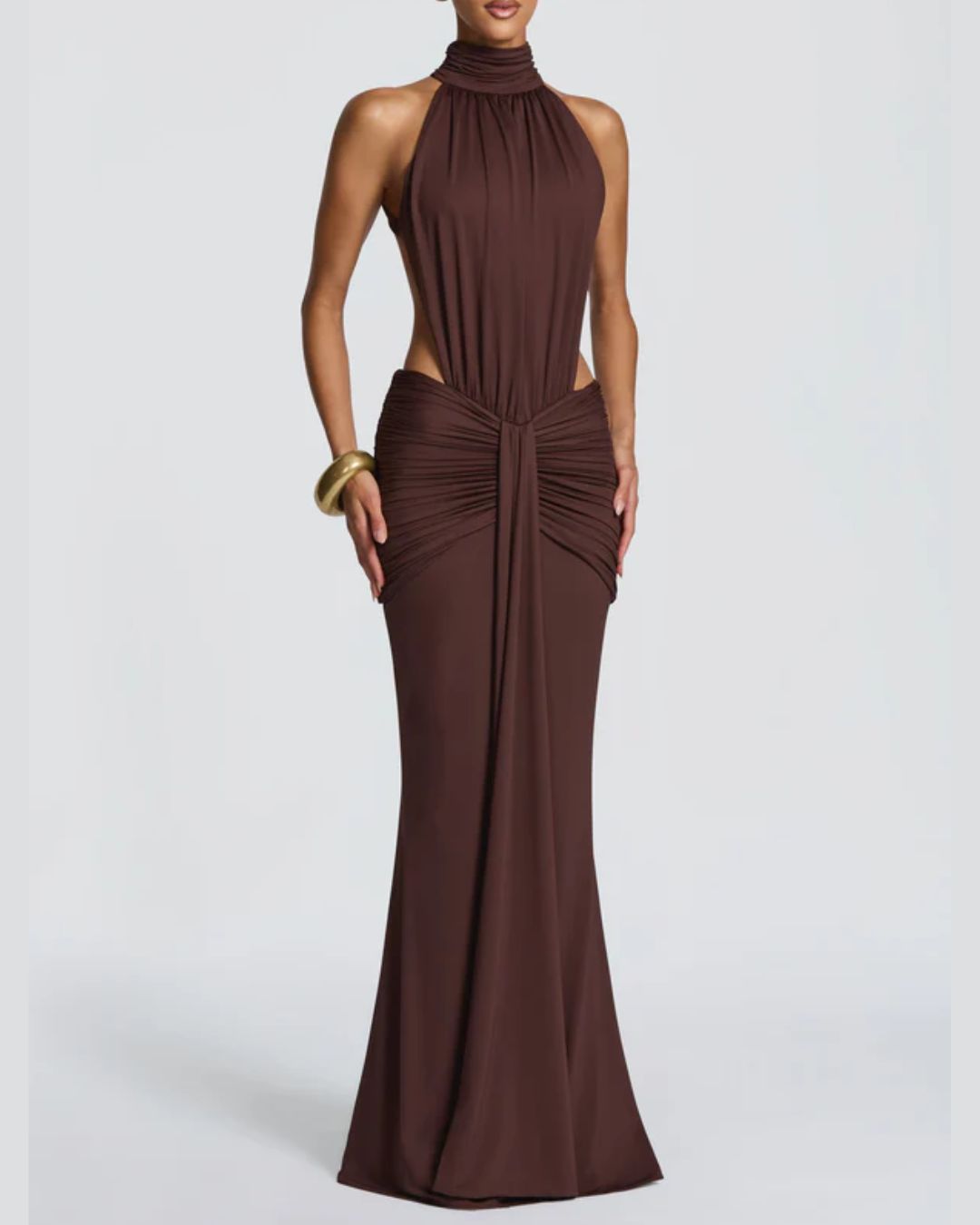 Vyla™ High Neck Halter Backless Maxi Dress