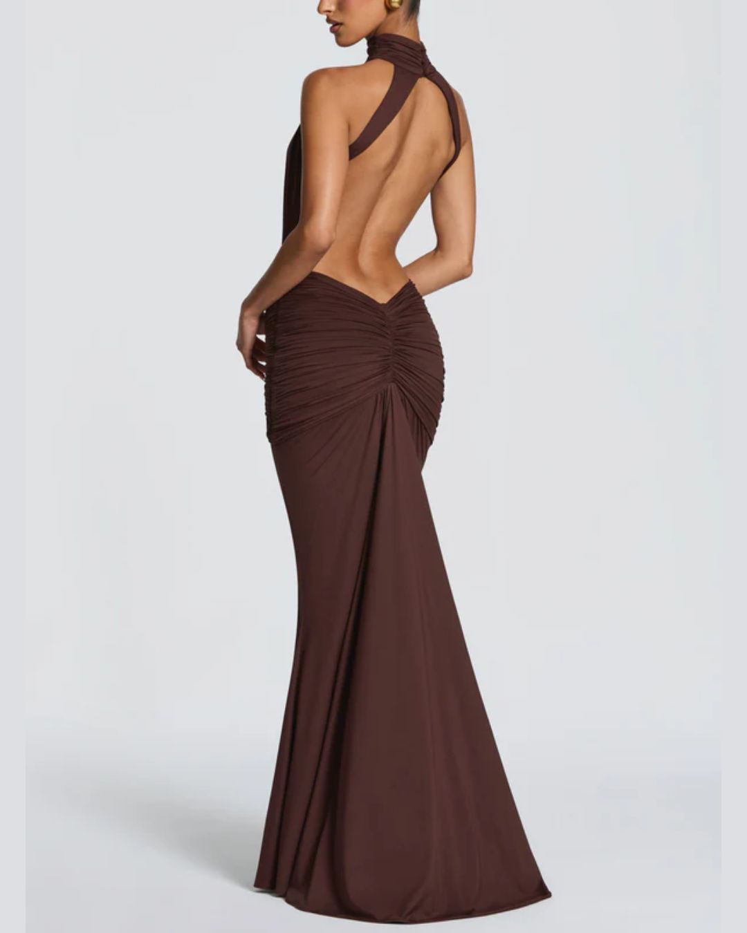 Vyla™ High Neck Halter Backless Maxi Dress