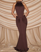 Vyla™ High Neck Halter Backless Maxi Dress